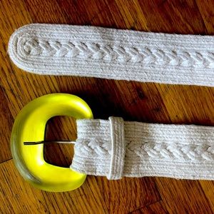 Alexis Bittar Cream Belt with Yellow Lucite Buckle